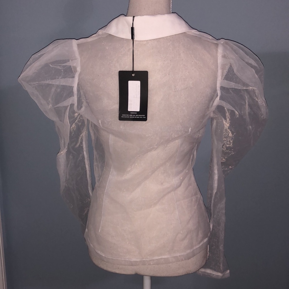 Pretty Little Thing puff sleeve sheer fitted shirt - Picture 8 of 10